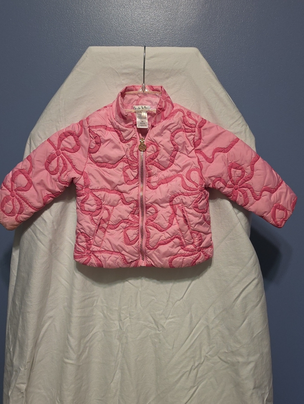 Girls' Nicole Miller 18m Quilted Pink Jacket with Bow Stitching